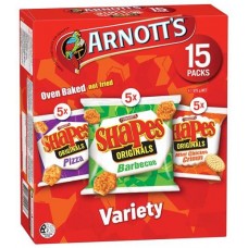 ARNOTTS SHAPES SNACKS VARIETY MP BOX 375GM Pack Size: 6
