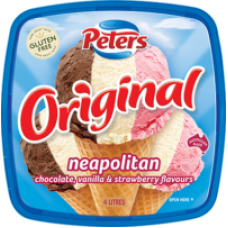 PETERS ORIGINAL NEAPOLITAN ICE CREAM 2L Pack Size: 6