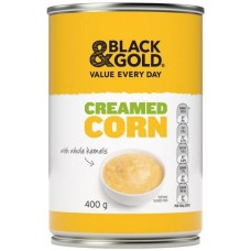 BLACK & GOLD CREAMED CORN 400GM Pack Size: 24 BLACK & GOLD CREAMED CORN 400GM Pack Size: 24