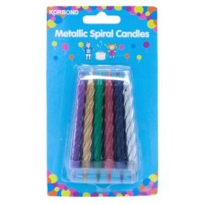 KORBOND METALLIC SPIRAL CANDLES 1PK Pack Size: 6