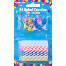 KORBOND CANDLES SPIRAL WITH HOLDERS 24PK Pack Size: 12