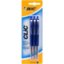 BIC CLIC PEN BLUE BLISTER PACK 3'S Pack Size: 12