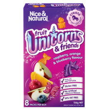 NICE AND NATURAL FRUIT SNACKS RASBERRY ORANGE UNICORNS 136G-Pack Size of 12