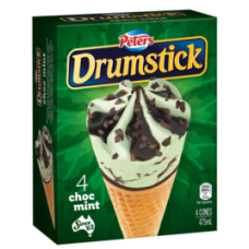 ICECREAM DRUMSTICKS CHOC MINT 4'S