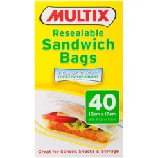 MULTIX QUICK ZIP SANDWICH BAGS 40S pack size: 12 MULTIX QUICK ZIP SANDWICH BAGS 40S pack size: 12