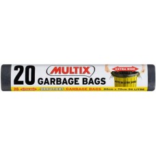 MULTIX GARBAGE BAGS DRAWTIGHT EXTRA WIDE ROLL 8CM X 7CM 56 LITRE 20S Pack Size: 12