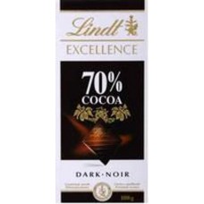 LINDT EXCEL 70% DARK CHOCOLATE 100GM Pack Size: 20