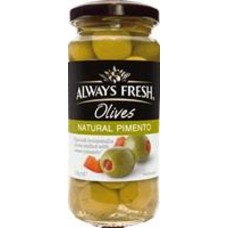 ALWAYS FRESH PIMENTO STUFFED SPANISH OLIVES 235GM Pack Size: 6 ALWAYS FRESH PIMENTO STUFFED SPANISH OLIVES 235GM Pack Size: 6