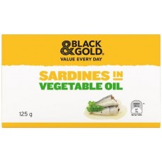 BLACK & GOLD SARDINES IN VEGETABLE OIL 125GM Pack Size: 24