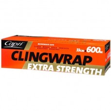 CAPRI CLING WRAP EXTRA STENGTH 33CM x 600M Pack Size: 6 CAPRI CLING WRAP EXTRA STENGTH 33CM x 600M Pack Size: 6