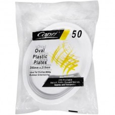 CAPRI OVAL PLASTIC PLATES WHITE 50S Pack Size: 10 CAPRI OVAL PLASTIC PLATES WHITE 50S Pack Size: 10