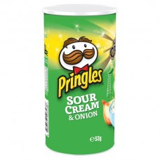 PRINGLES SOUR CREAM & ONION POTATO CHIPS 53GM Pack Size: 12