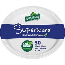 CAST AWAY WHITE PLASTIC OVAL PLATES 50S Pack Size: 10 CAST AWAY WHITE PLASTIC OVAL PLATES 50S Pack Size: 10