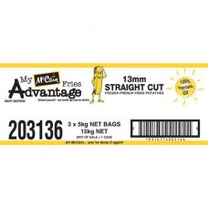 MCCAIN STRAIGHT CUT CHIPS 13MM 5KG Pack Size: 3