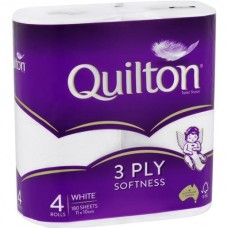 TOILET PAPER QUILTON CLASSIC WHITE 3PLY  4PK Pack Size: 15