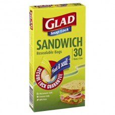 GLAD SNAP LOCK BAGS SANDWICH SIZE 30S Pack Size: 14