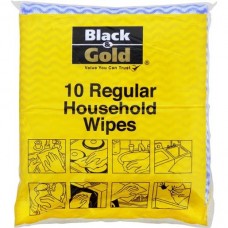BLACK & GOLD REGULAR HOUSEHOLD WIPES 6CM X 3CM 10S Pack Size: 6