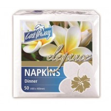CAST AWAY ELEGANCE DINNER NAPKIN WHITE 50S Pack Size: 10 CAST AWAY ELEGANCE DINNER NAPKIN WHITE 50S Pack Size: 10