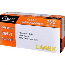 CAPRI PREMIUM VINYL CLEAR LARGE GLOVES PRE-POWERED 100S Pack Size: 10