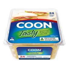 COON TASTY SLICED CHEESE 500GM Pack Size: 12