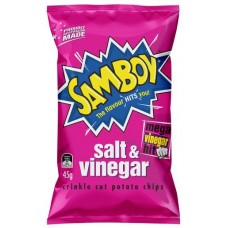 SAMBOY SALT AND VINEGAR POTATO CHIPS 45GM Pack Size: 18