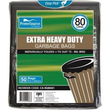 CAST AWAY GARBAGE BAGS HEAVY DUTY EASY-PICK BLACK 72-8L 50S Pack Size: 4
