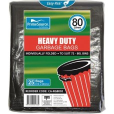 CAST AWAY GARBAGE BAGS HEAVY DUTY EASY-PICK BLACK 80L 25S Pack Size: 10