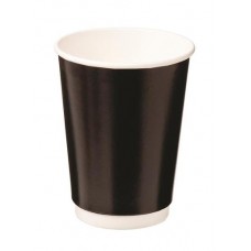 CAST AWAY CUPS DOUBLE WALL PAPER HOT BLACK 355ML 25S Pack Size: 20
