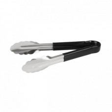 TRENTON STAINLESS STEEL TONGS WITH BLACK RUBBER HANDLE 300MM Pack Size: 12
