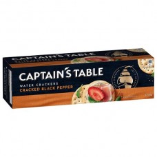 NABISCO CAPTAINS TABLE CRACKED PEPPER WATER CRACKERS 125GM pack size 16